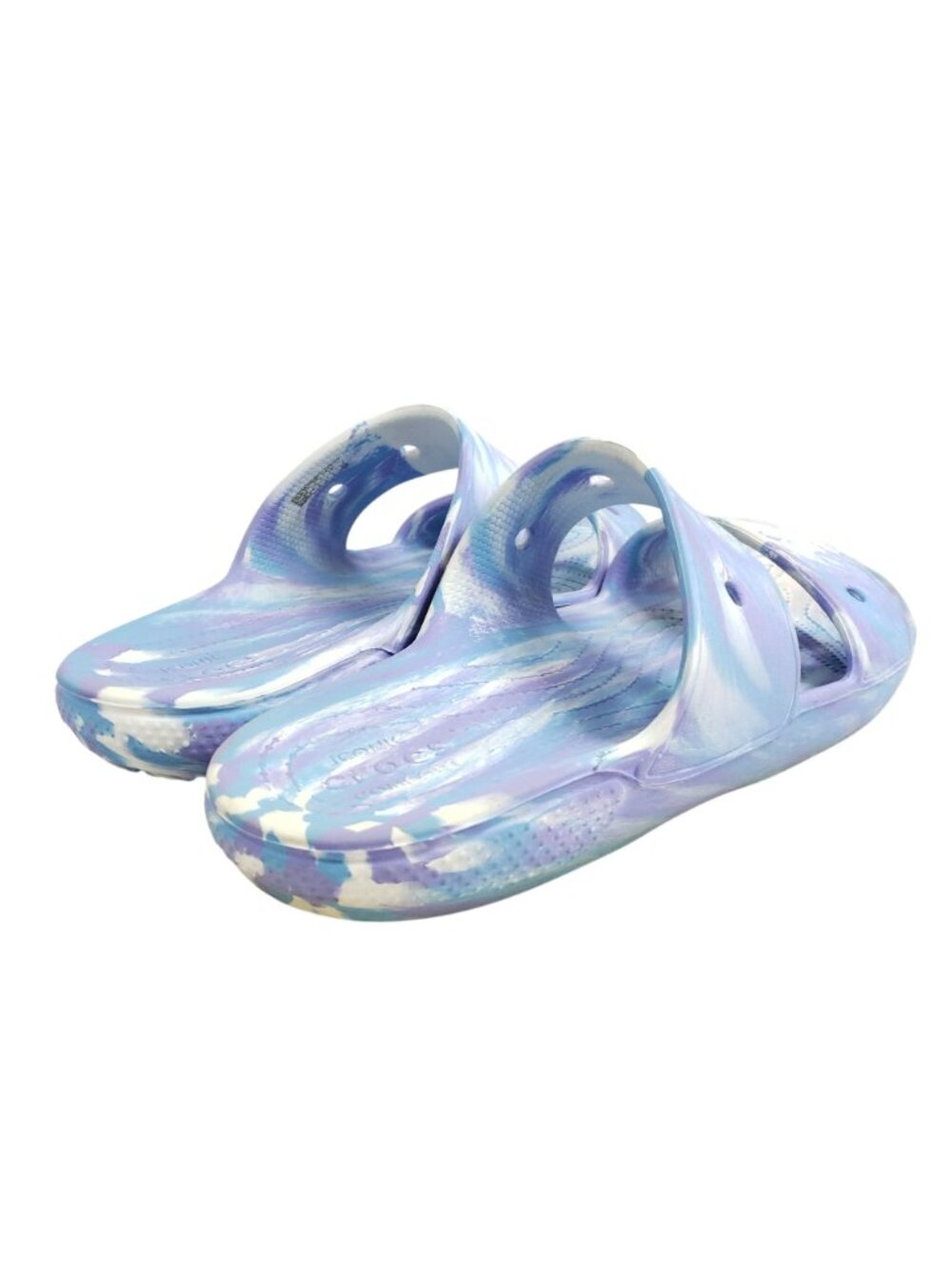 Crocs Womens 12 Tie-Dye Slide Sandals Blue & White - Picture 4 of 9